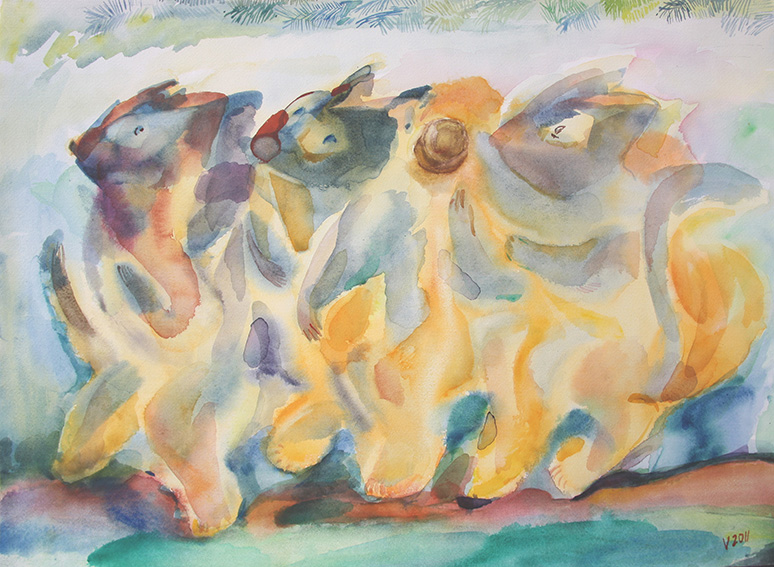 Trei veverite in timpul iernii